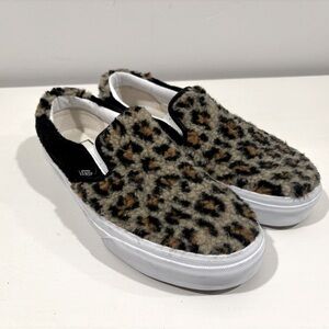 Vans faux fur leopard print shoes